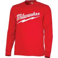 Heavy-Duty Long-Sleeved T-Shirt with Milwaukee&reg; Logo, Men's, Small, Red We Share Industrial Supply