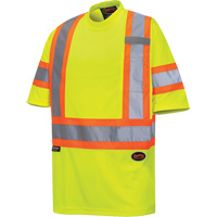 6971 Bird's-Eye Safety T-Shirt, Polyester, X-Small, High Visibility Lime-Yellow We Share Industrial Supply