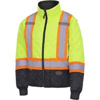 5016 Quilted Freezer Jacket, Polyester, Black/High Visibility Lime-Yellow, X-Small We Share Industrial Supply