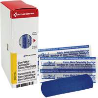 Fabric Blue Detectable Bandages, Rectangular/Square, 1", Fabric Metal Detectable, Sterile We Share Industrial Supply