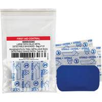 Blue Adhesive Bandages, Rectangular/Square, 3", Fabric Metal Detectable, Non-Sterile We Share Industrial Supply