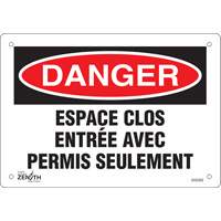 Enseigne  Espace clos , 7" x 10", Plastique, Français We Share Industrial Supply
