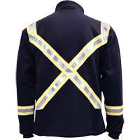 Flame Resistant Striped Full Zip Fleece Jacket, Small, Navy Blue We Share Industrial Supply