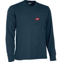 Gridiron Long-Sleeved Pocket-T-Shirt, Men's, Small, Blue We Share Industrial Supply