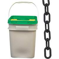 Heavy-Duty Plastic Safety Chain, Black, 2" Link, 120' Length We Share Industrial Supply