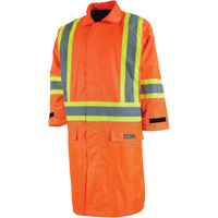 Long Rain Jacket with Detachable Hood, Nylon/PVC, Small, High Visibility Orange We Share Industrial Supply