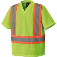 5993P Mesh Safety T-Shirt, Polyester, Small, High Visibility Lime-Yellow We Share Industrial Supply