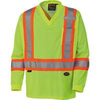 6985 Traffic Micro Mesh Long-Sleeved Safety Shirt, Small, High Visibility Lime-Yellow We Share Industrial Supply