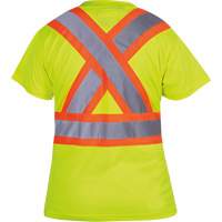 6949 Women's Bird's-Eye Safety T-Shirt, Polyester, X-Small, High Visibility Lime-Yellow We Share Industrial Supply