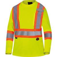 6969 Women's Bird's-Eye Long-Sleeved Safety Shirt, Polyester, X-Small, High Visibility Lime-Yellow We Share Industrial Supply