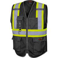 6959BK Veste de s&eacute;curit&eacute; haute visibilit&eacute; en tricot chaîne avec fermeture &agrave; glissi&egrave;re, Noir, T-petit, Polyester We Share Industrial Supply