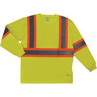 Long Sleeve Safety T-Shirt, Cotton, X-Small, High Visibility Lime-Yellow We Share Industrial Supply