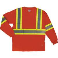 Long Sleeve Safety T-Shirt, Cotton, X-Small, High Visibility Orange We Share Industrial Supply