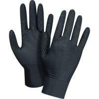 Gants d'examen de poids lourd &agrave; prise tactile, Grand, Nitrile, 8 mils, Sans poudre, Noir, Classe 2 We Share Industrial Supply
