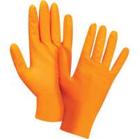 Gants d'examen de poids lourd &agrave; prise tactile, Grand, Nitrile, 8 mils, Sans poudre, Orange, Classe 2 We Share Industrial Supply