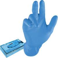 Gants jetables, 3T-Grand, Nitrile, 8 mils, Sans poudre, Bleu We Share Industrial Supply
