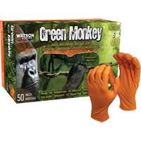 Green Monkey Disposable Gloves, Small, Nitrile, 6-mil, Powder-Free, Orange We Share Industrial Supply