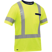 Bisley&reg; X-Back Short Sleeve Shirt, Poly-Cotton, Small, High Visibility Lime-Yellow We Share Industrial Supply