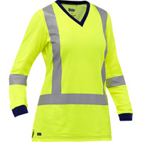 Bisley&reg; Women's X-Back Long Sleeve Shirt, Poly-Cotton, Small, High Visibility Lime-Yellow We Share Industrial Supply