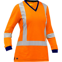 Bisley&reg; Women's X-Back Long Sleeve Shirt, Poly-Cotton, Small, High Visibility Orange We Share Industrial Supply
