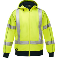 Bisley&reg; X-Back Full Zip Hooded Sweatshirt with Sherpa Lining, Small, High Visibility Lime-Yellow We Share Industrial Supply