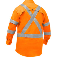 Bisley&reg; X-Back Long Sleeve Work Shirt with X-Airflow, Poly-Cotton, Small, High Visibility Orange We Share Industrial Supply