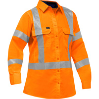 Bisley&reg; X-Back Women's Long Sleeve Work Shirt with X-Airflow, Poly-Cotton, Small, High Visibility Orange We Share Industrial Supply