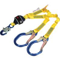 Longe &eacute;lastique d'ancrage double &agrave; amortisseur de choc en sangle, 4', Point d'ancrage &agrave; Crochet d'armature, Crochet mousqueton aux jambes We Share Industrial Supply