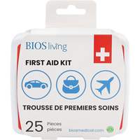 Trousse de premiers soins pour la maison et le voyage de 25 morceaux, Boîte en plastique We Share Industrial Supply