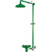Douche combin&eacute;e pour laboratoire avec cuvette ouverte en ABS, Montage mural We Share Industrial Supply