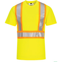 Contrast-Striped Safety T-Shirt, Polyester, Small, High Visibility Lime-Yellow We Share Industrial Supply