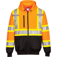 Contrast-Striped Safety Hoodie, Small, Black/High Visibility Orange We Share Industrial Supply