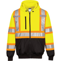 Contrast-Striped Safety Hoodie, Small, Black/High Visibility Lime-Yellow We Share Industrial Supply