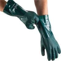 Double Dipped Green Gloves, 14" L, PVC, Cotton Jersey Inner Lining, 70-mil We Share Industrial Supply