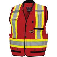 6678 Veste d'arpenteur antimicrobienne haute visibilit&eacute; avec dos en maille, Rouge, Petit, Polyester We Share Industrial Supply