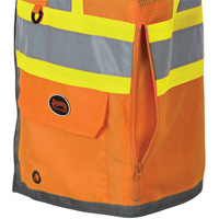 Veste de s&eacute;curit&eacute; pour arpenteur Pioneer avec fermeture &agrave; glissi&egrave;re et dos en maille, Orange haute visibilit&eacute;, Petit, Polyester We Share Industrial Supply