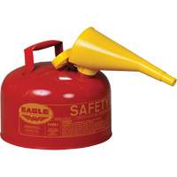 Bidon de s&eacute;curit&eacute; pour les produits inflammables avec entonnoir, Type I, Acier galvanis&eacute;, 2,5 gal. US, Rouge, Homologu&eacute; FM/List&eacute; UL/ULC We Share Industrial Supply