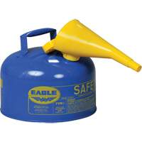 Bidon de s&eacute;curit&eacute; pour le k&eacute;ros&egrave;ne avec entonnoir, Type I, Acier galvanis&eacute;, 2,5 gal. US, Bleu, Homologu&eacute; FM/List&eacute; UL/ULC We Share Industrial Supply