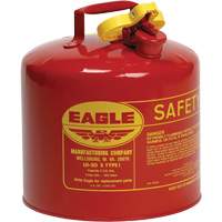 Bidon de s&eacute;curit&eacute; pour les produits inflammables, Type I, Acier galvanis&eacute;, 5 gal. US, Rouge, Homologu&eacute; FM/List&eacute; UL/ULC We Share Industrial Supply