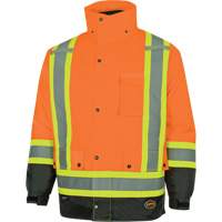 5056 Pioneer&reg; Yukon 7-in-1 Waterproof Winter Safety Parka, Polyester, Black/High Visibility Orange, X-Small We Share Industrial Supply