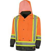 5056 Pioneer&reg; Yukon 7-in-1 Waterproof Winter Safety Parka, Polyester, Black/High Visibility Orange, X-Small We Share Industrial Supply