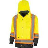 5057 Pioneer&reg; Yukon 7-in-1 Waterproof Winter Safety Parka, Polyester, Black/High Visibility Lime-Yellow, X-Small We Share Industrial Supply