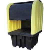 Yellow Roll Top Hardcover Spill Pallet, 65" L x 65" W x 101" H, 5000 lbs. Load Capacity We Share Industrial Supply