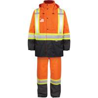 High-Visibility 150-Deniers Rain Suit, Polyester, Small, High Visibility Orange We Share Industrial Supply