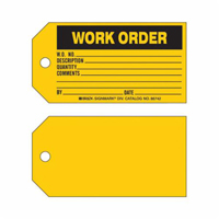 "Work Order" Tag, Paper, 5-3/4" W x 3" H, English We Share Industrial Supply