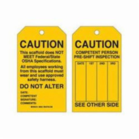 Scaffold Safety Tags, Polyester, 4" W x 7" H, English We Share Industrial Supply