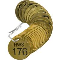 &eacute;tiquettes num&eacute;rot&eacute;es pour vannes HWS, # 176-200, Laiton, 1,5" dia. We Share Industrial Supply