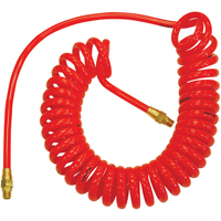 Tuyaux &agrave; air autor&eacute;tractables en polyur&eacute;thane Flexcoil a/raccords, Air, 1/4" DI x 15' lo, Polyur&eacute;thane, 140 psi &agrave; 23 °C We Share Industrial Supply