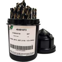 Mechanics Length Jobber Drill 135° - 1/16" to 1/2" by 1/64", 29 Pieces, High Speed Steel We Share Industrial Supply