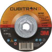 Disque de coupe et de meulage &agrave; changement rapide Cubitron II, 4-1/2" x 1/8", Arbre de 5/8"-11, Type 27, C&eacute;ramique We Share Industrial Supply